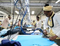 Women ironing in laundry, hawassa industrial park, Ethiopia